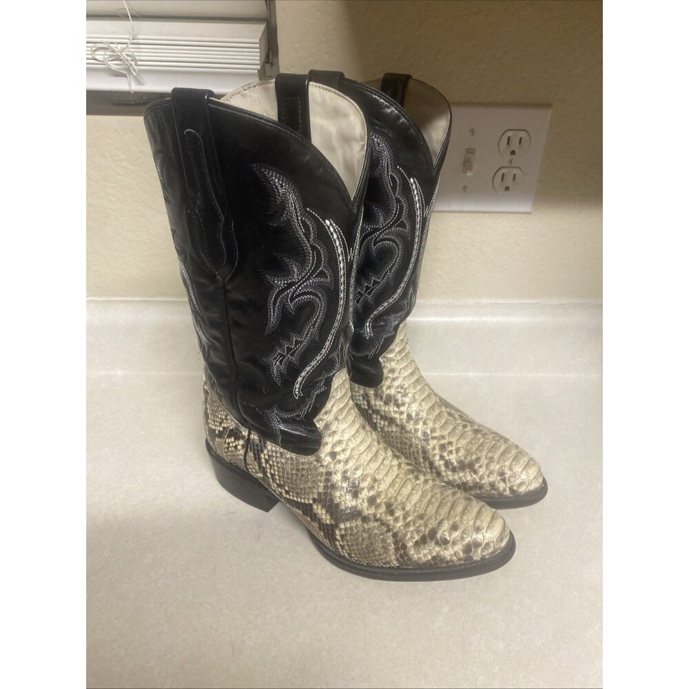 JB Dillon Mens Cowboy Boots 9 EE Python Snake Skin Leather JBR1001EE